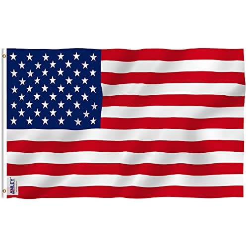 Anley Fly Breeze 3x5 Foot American National Polyester Flag - Vivid Color and Fade proof - Canvas Header and Double Stitched - The US National Flags with Brass Grommets 3 X 5 Ft