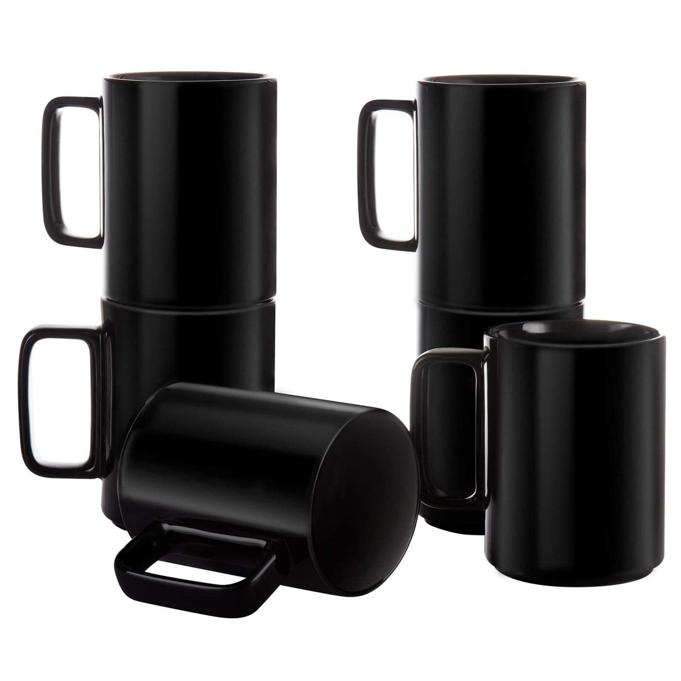 Eliu Porcelain Tea Mugs Coffee Mug Set Large 15 Ounces Cups for Coffee Tea Cocoa and Mulled Drinks Set of 6 Black