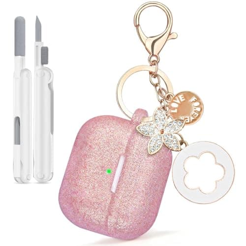 VISOOM for AirPods Pro 3 Case 2025, Silicone Case for Apple Air Pods Pro 3rd Generation Cover Women, Cute iPods 3 Protective Cover with Bling Keychain & Cleaning Kit, Bling Rose Gold