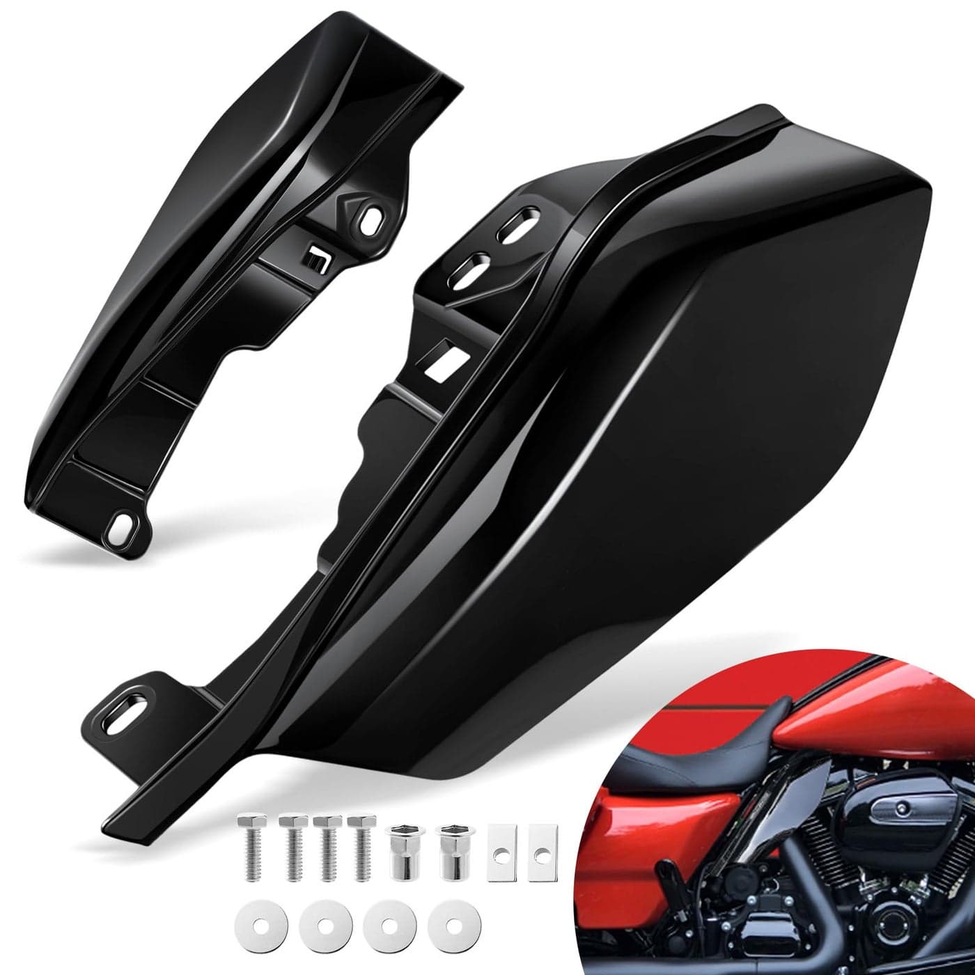 Benlari Gloss Black Mid Frame Air Deflectors Heat Shields Deflector 20092024 Compatible for Harley Davidson Touring Street Glide Road Glide Electra Glide Road King Ultra Limited Tri Glide CVO