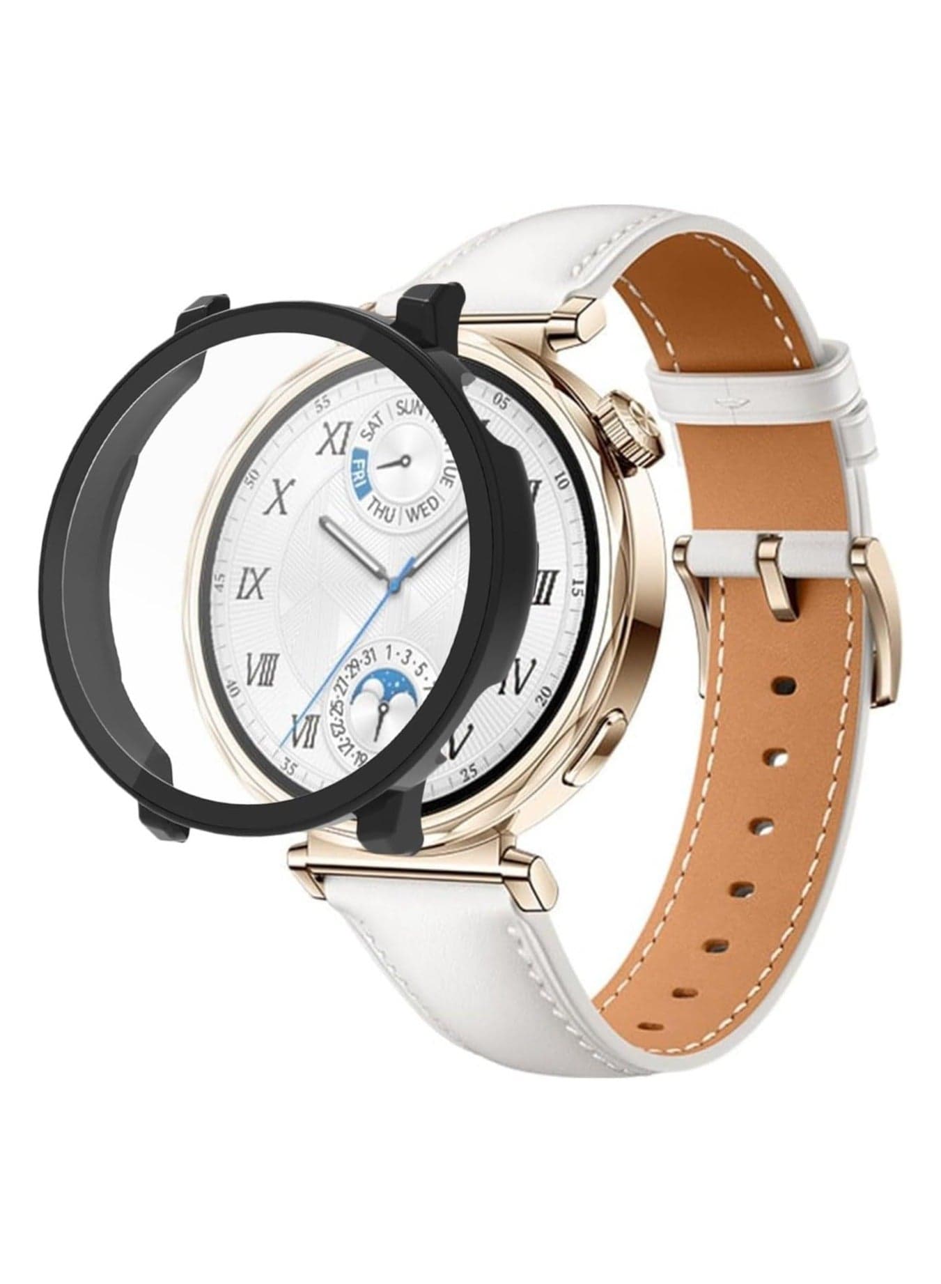 Case Compatible with Huawei Watch GT 5 41 mm 9H Hardness 360° All-Round Protective Case Built-in Glass Scratch-Resistant PC Screen Protector Case Cover for Huawei Watch GT 5 41 mm (Black)