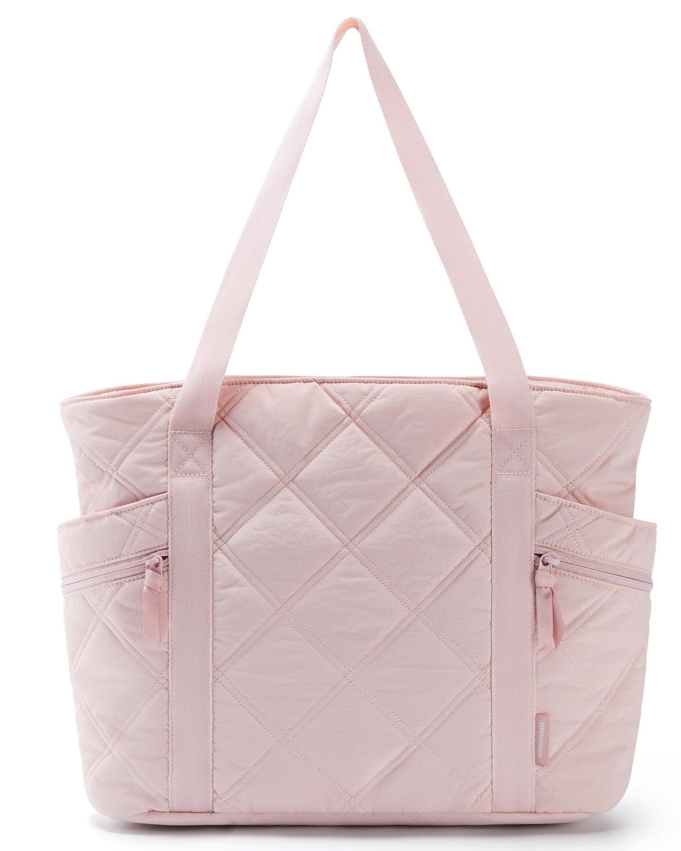BAGSMART Tote Bag for Women, Puffer Carry On Tote with Zipper, Travel Essentials Quilted Nurse Travel Bag, Pink