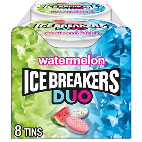Ice Breakers Duo Fruit Plus Cool Watermelon Sugar Free Mints Tins 13 oz 8 Count