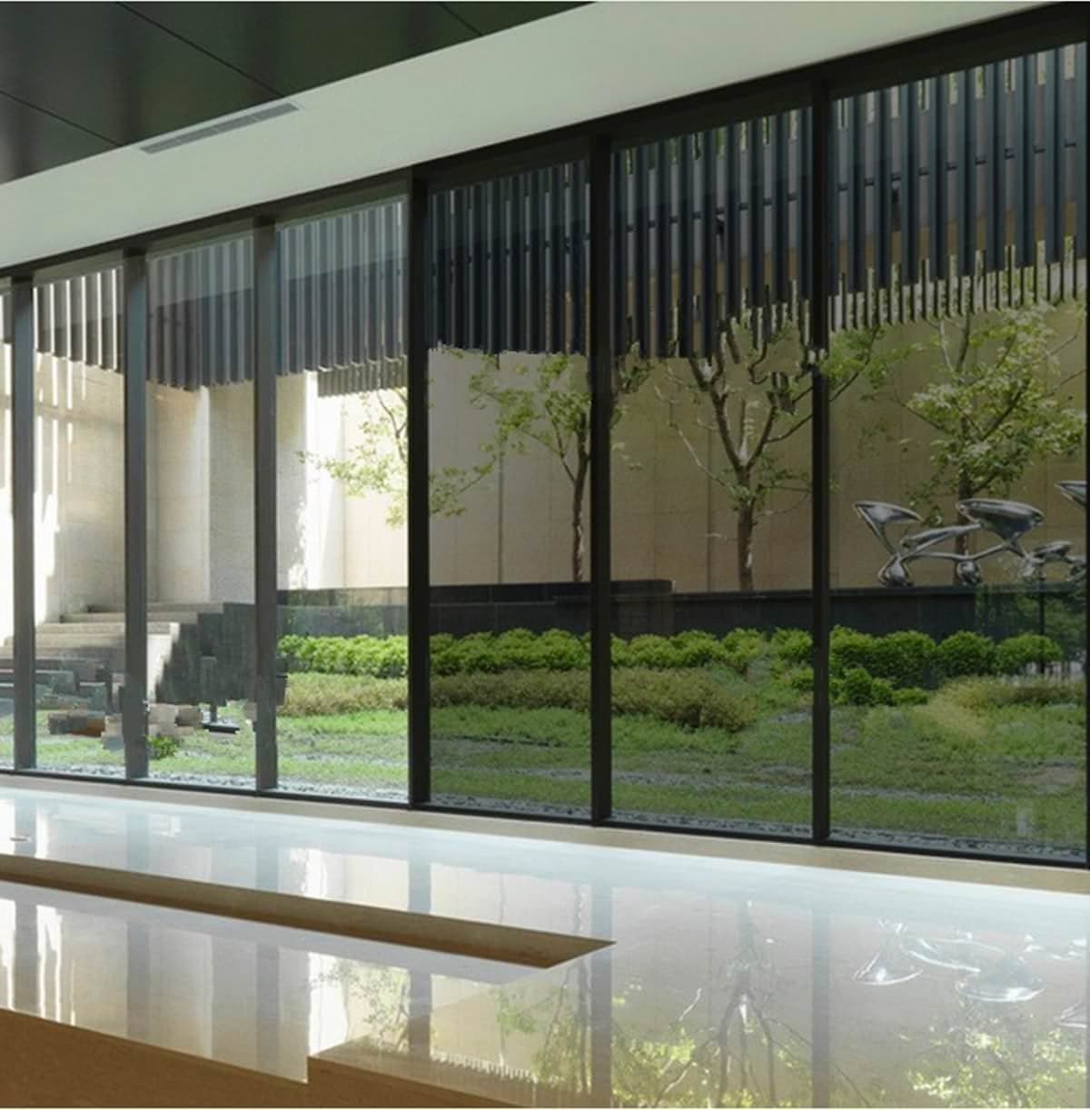 CVANU Privacy Window Tint for Home Solar Film Heat Control Window Film Office Privacy Glass Window Sticker Smooth Glass, 12''x50''