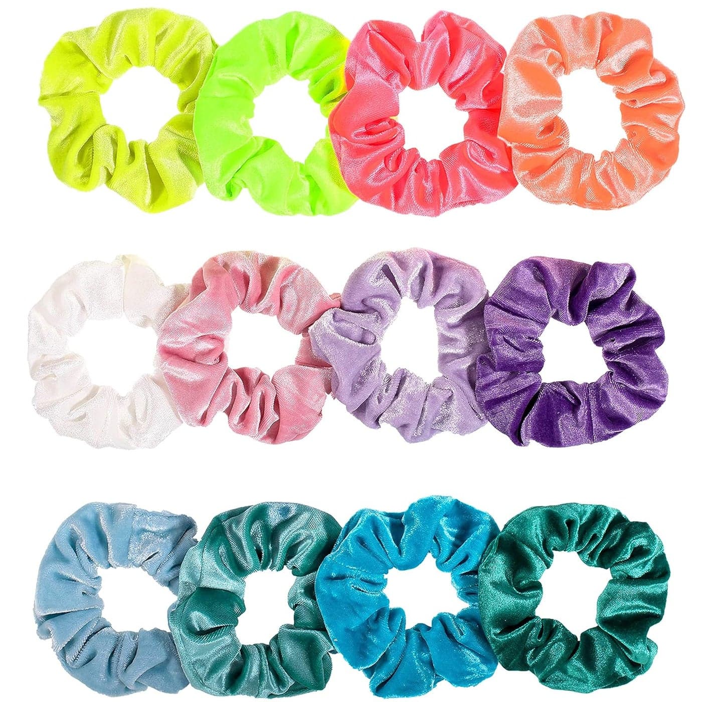 Whaline Neon Scrunchies Summer Velvet Hair Bobble Elastics Hair Bands Soft Hair Ties for Girls Women Neon color