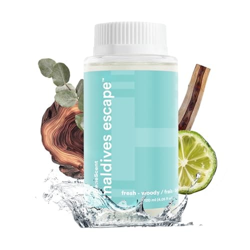Homedics SereneScent Maldives Escape, Fresh & Woody Home Fragrance Oil, 120 ml, for use with Homedics SereneScent Waterless Diffuser (ARMH-970/973), Clean & Natural, up to 100% USDA Biobased