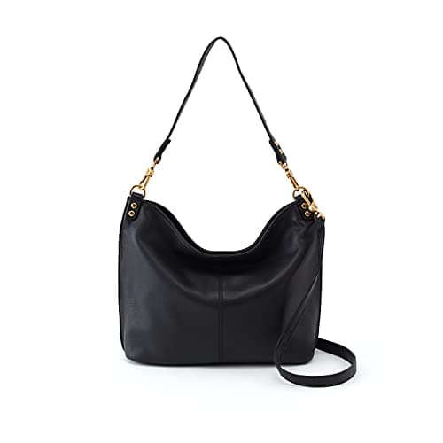 HOBO Pier Leather Shoulder Crossbody Bag with Two Removable Straps, Go From Shoulder to Crossbody for Everyday, Work, Or Traveling, Black