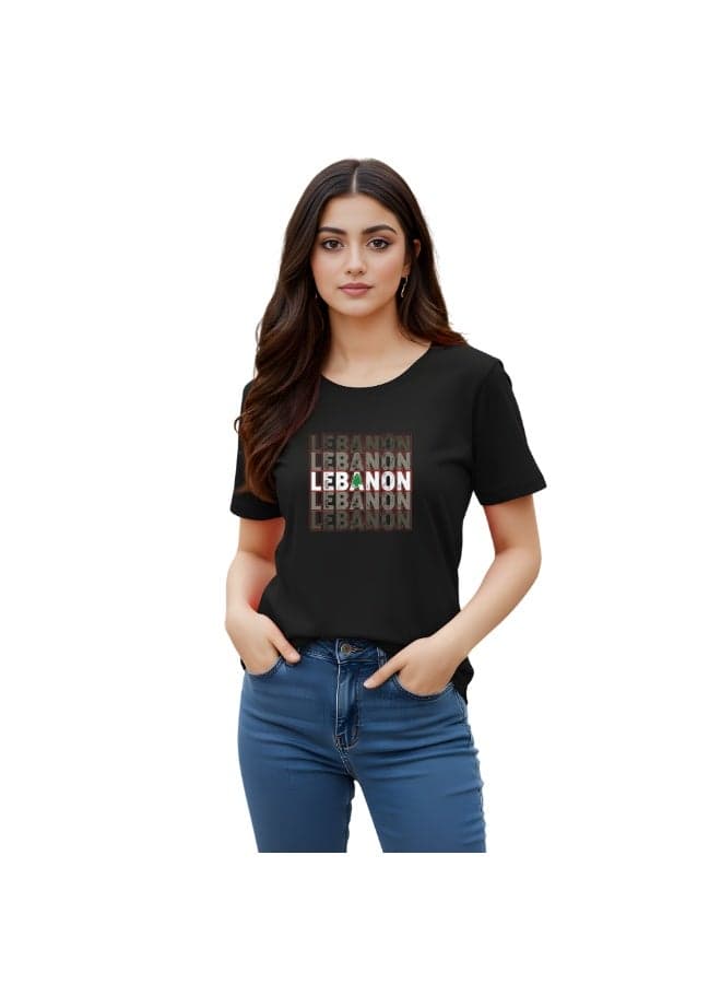 Lebanon National Day Adult Women's T-Shirt with Classic Round Neck Short Sleeve - Lebanese Independence Women's — M