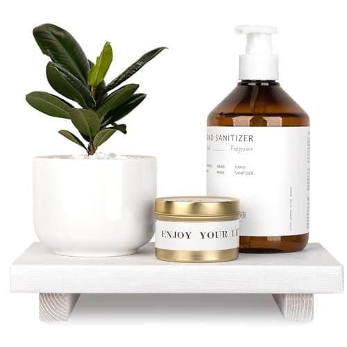 Bathroom Counter Organizer Wood Pedestal Stand Farmhouse Decorative Tray Soap Holder for Kitchen Decor 9 x 6 White