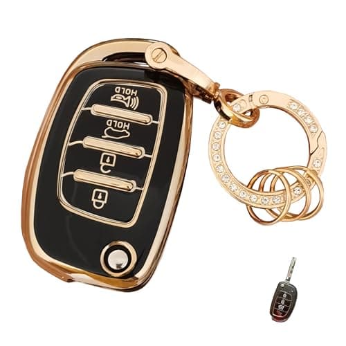 TAPAYICA for Hyundai Key Fob Cover Folding Key Fob Shell with Keychain Fit for Hyundai Santa Fe Sport Sonata Tucson (Black-B)