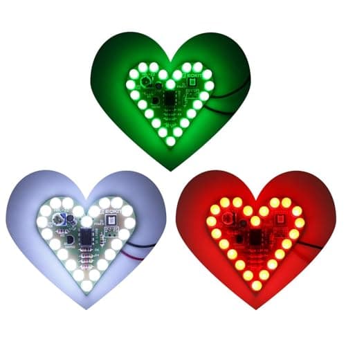 MiOYOOW 3Set Heart Shaped DIY Light Kits Flashing LED Lights Soldering Practice Kit Red Green White 3 Colors PCB Soldering Projects for Learning Electronics