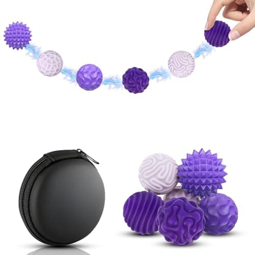 Playexen 6PCS Magnetic Sensory Fidget Balls Silicone Magnetic Balls Fidget Toys for Adults Stress Anxiety Relief Sensory Toys Fun Gifts for Men Women Purple Small