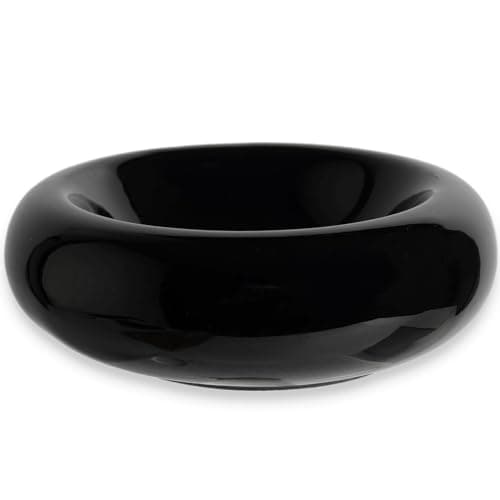 KTLECL 6.1 Inch Cat Bowls, 7 oz Ceramic Cat Food Bowl, Whisker Fatigue Relief Cat Bowl, Anti-Vomiting, Protect Spine, Perfect for Indoor Cats(Black)