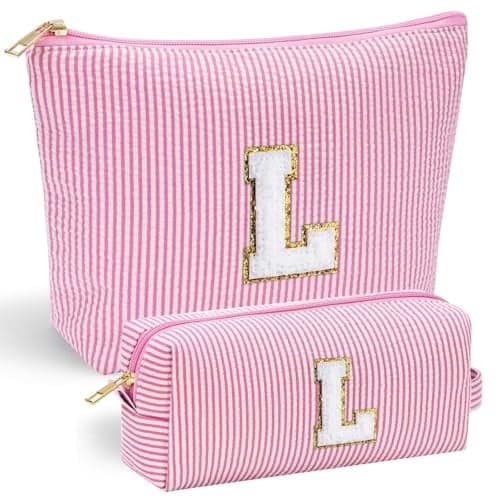 YOOLIFE Birthday Gift for Kids Teen Girls Gifts for Girls, Pink Makeup Bag Cosmetic Bag Daughter Sister Gifts Birthday for Women Teacher Gifts Preppy Makeup Bag Mothers Day Gifts L