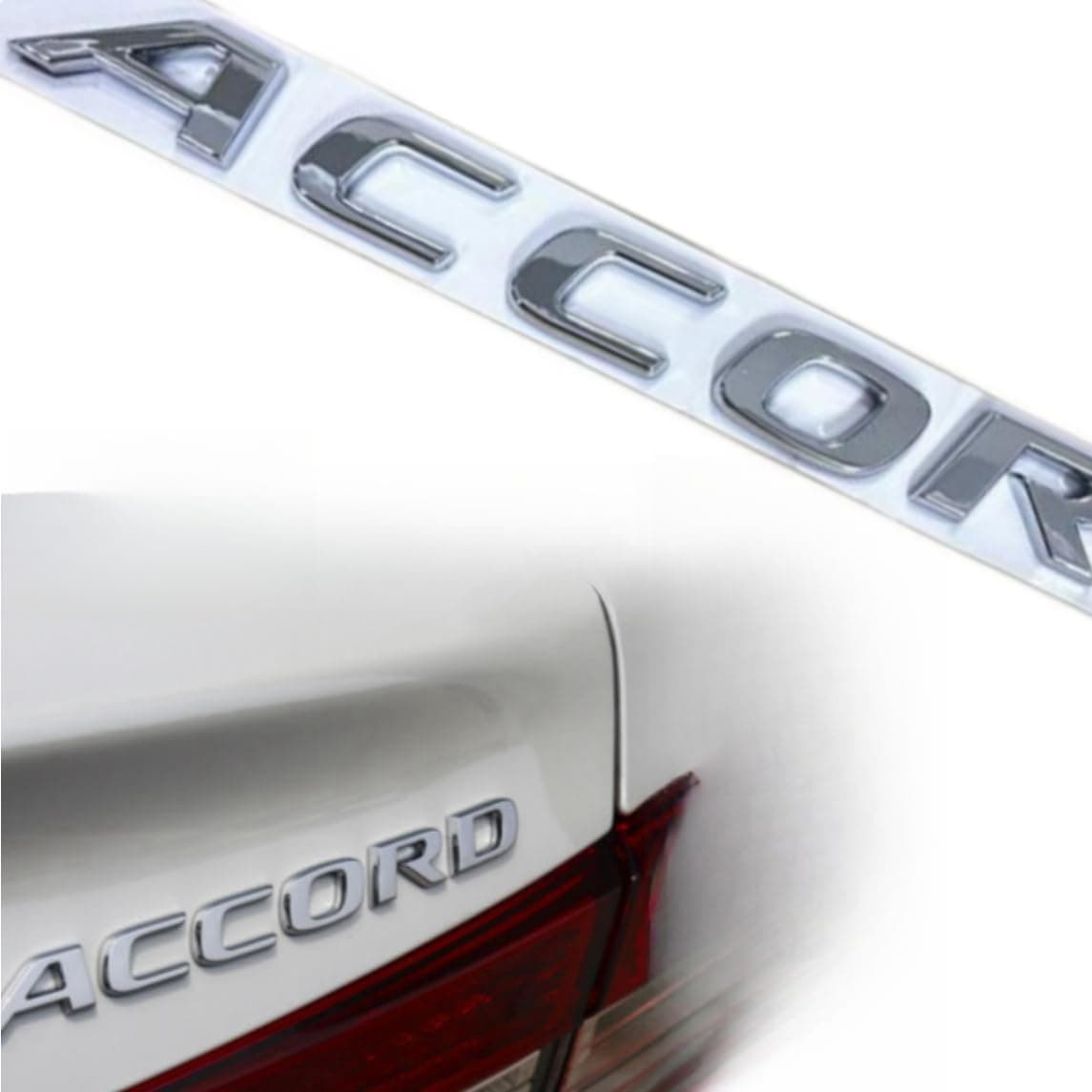 Car 3D Rear Tail Letter Emblem Replacement for AccordCar Badge Decals Logo Trunk Decoration Emblem ModificationSilver