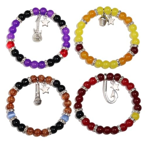 GINAZL Five Night at Freddy Bracelets FNAF Bracelet,4 pcs Freddy Bonnie Chica Foxy Bracelet FNAF Stuff Merch Valentins Day Gifts for Teen Horror Movie Gifts