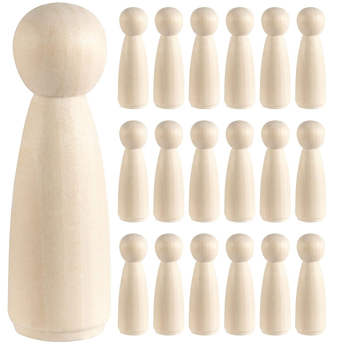 HOIGON 30 PCS 35 Inch Wooden Peg Dolls 90mm Unfinished Angel Girl Wooden Peg Doll People for Crafts Wedding Cake Toppers Painting Decor