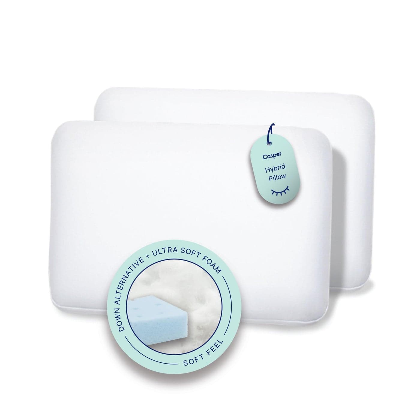 Casper Sleep King Hybrid Pillow Two Pack White 2 Count