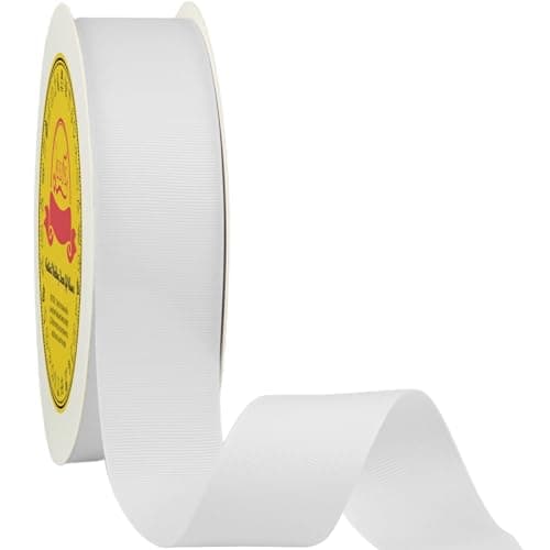 LEEQE White Grosgrain Ribbon 112 inch X 50 Yards White Ribbon for Gift Package Wrapping Wreath Baby Shower and Other Projects