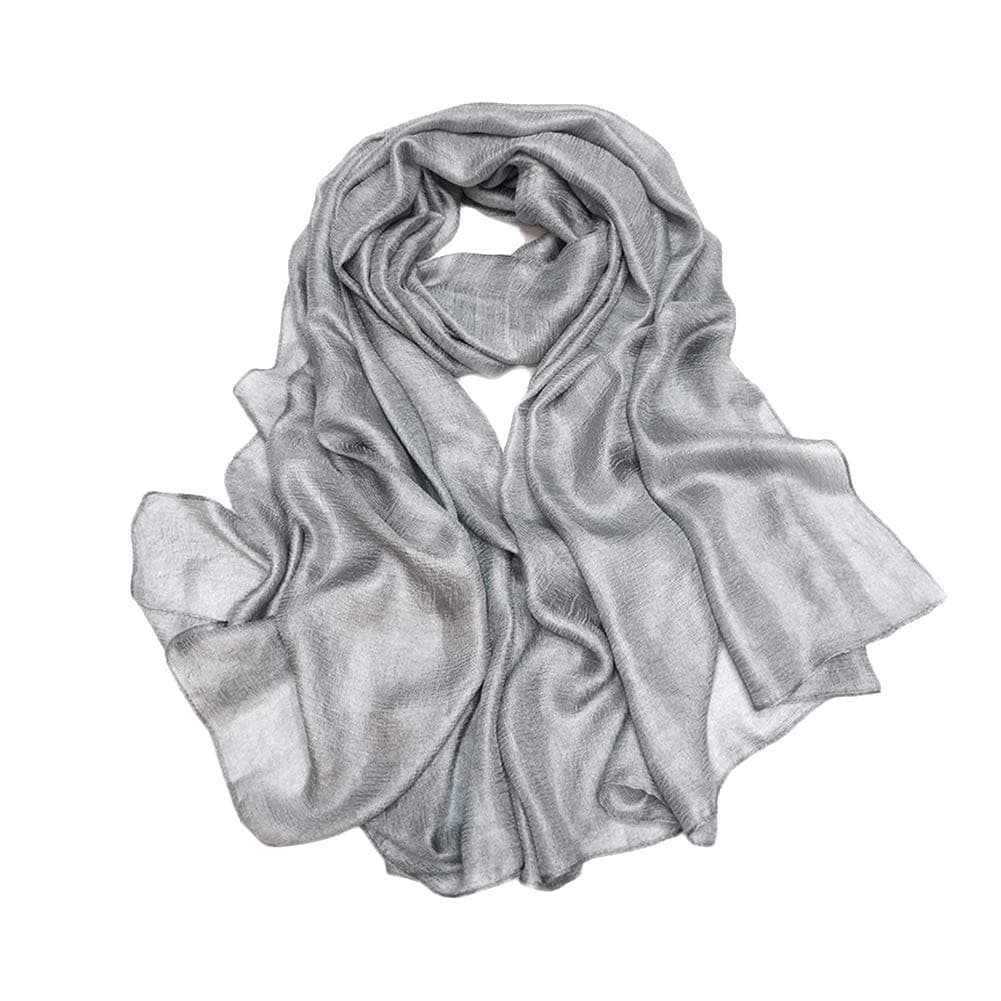 Bettli Womens Extra Large Scarf Shawl Wraps Pashminas Solid Soft Silky for Bridal Evening Wedding Party (silver grey)
