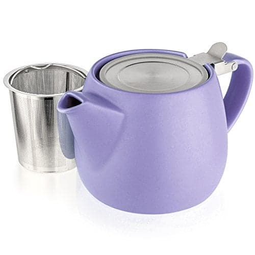 Tealyra - Pluto Porcelain Small Teapot Violet - 18.2-ounce (1-2 cups) - Matte Finish - Stainless Steel Lid and Extra-Fine Infuser To Brew Loose Leaf Tea - 540ml