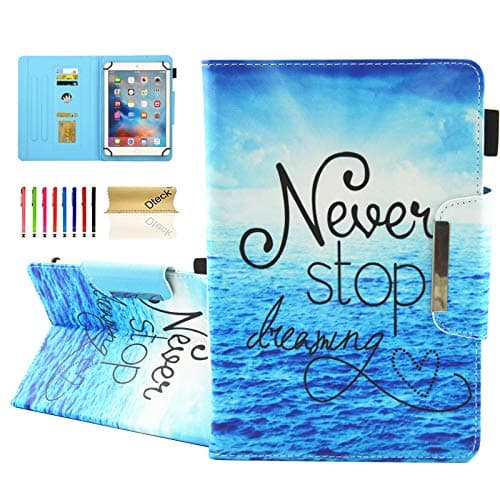 Dteck Universal Case for 7.5-8.5 Inch Tablet - PU Leather Kickstand Wallet Case Cover for iPad Mini 7.9"/Samsung Tab/Kindle Fire/Lenovo Tab/Android 8.0 Inch/Huawei MediaPad 8.0" 8.4" Tablet-Never Stop