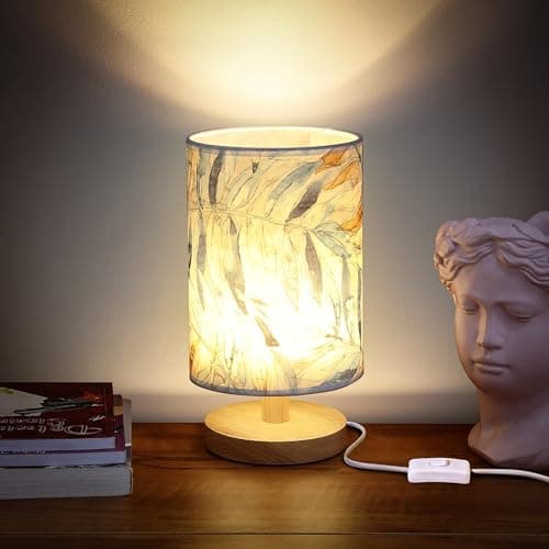 ABOUT SPACE LED Table Lamp- Bedside Side Table with Wooden Base for Night Reading,Bed Room,Living Room,Home & Decor- Cylindrical Night with Dim Light(11 Inch Height,Bulb Included)(1 Pack)