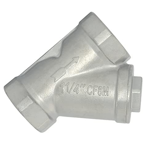 Megairon 1-1/4" WYE Strainer Mesh Filter Valve,800WOG Y-Spring NPT Female Check Valve,Stainless Steel SS316 CF8M