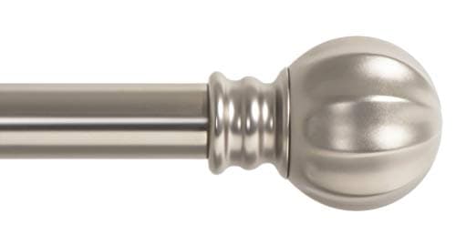 Ivilon Curtain Rod with Ball Finials 1 inch Pole 48 to 86 Inch Satin Nickel