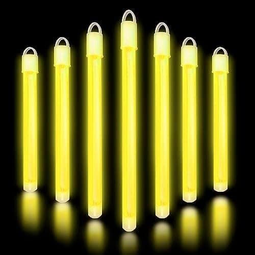 Glow Fever Glow in The Dark Sticks 100 ct 6 Glow Sticks Bulk Party Pack with End Caps Lanyards Glow Party Favors for Concert Festival Wedding Neon Light Sticks by Party Dragon Yellow