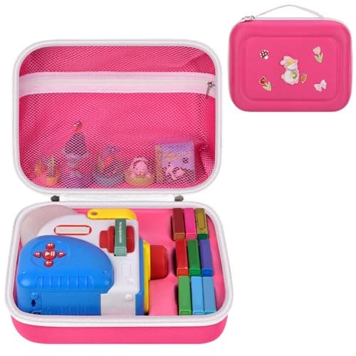 Case Compatible with Little Tikes Story Dream Machine Starter Set Toys Storage Bag with 5 DIY Embroidery Patches Organizer for Projector Storytime Books and Audio Character Pink Rabbit Box Only