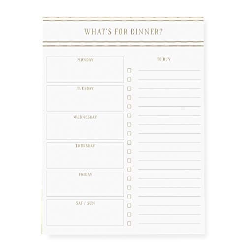 Graphique Large Magnetic Notepad, Gold Stripes–150 Sheets, 6” x 8”–Front Says,“What’s For Dinner”, Sticks to Any Magnetic Surface, Perfect for Shopping Lists, Makes a Great Gift (MLN002)