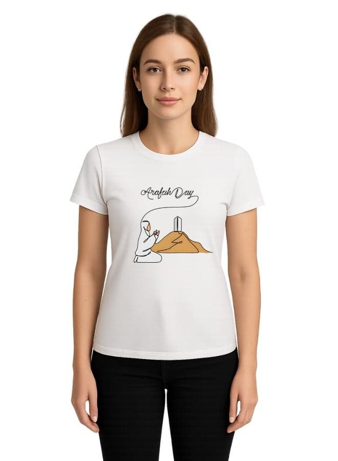 Arafah Day Special Women’s Cotton T-Shirt–Premium Quality Round Neck Short Sleeve Islamic T-Shirt For Women | Soft Breathable Fabric | Comfortable Daily Wear