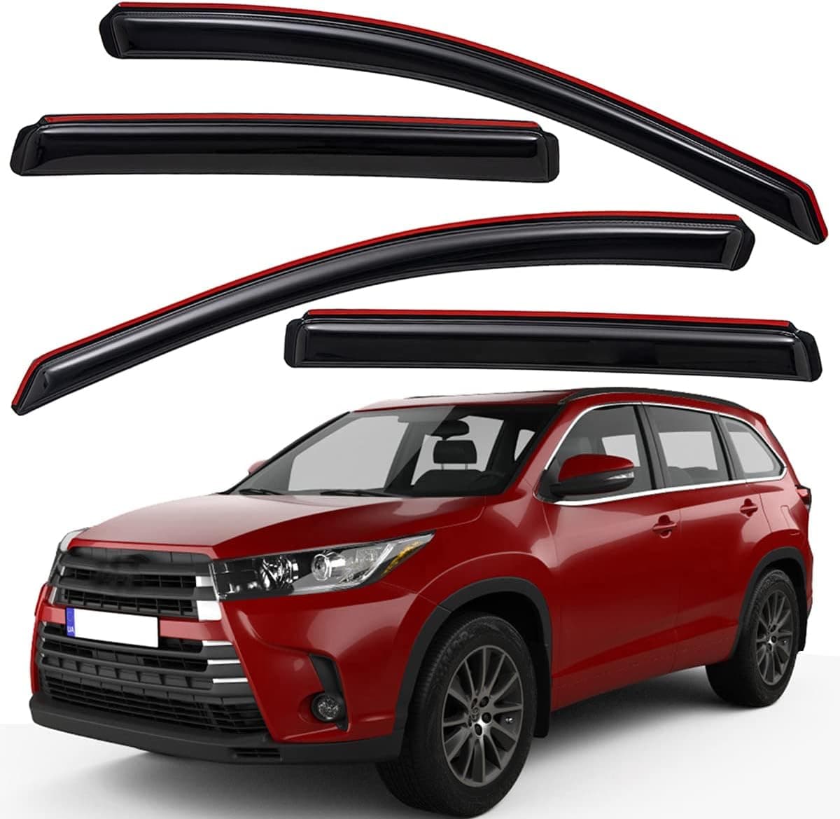 Lightronic WV194427 In-Channel Side Window Visor Deflector Rain Guard Set for 2014-2019 Toyota Highlander