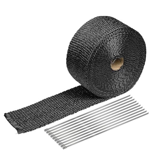 Black Exhaust Heat Wrap Foneso 2 x 165 Exhaust Header Wrap Tape Fiberglass Heat Shield Tape with 10pcs Stainless Steel Ties for Motorcycle Car Truck