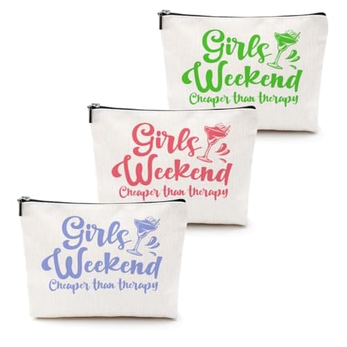 CQM 3 Pcs Girls Weekend Gifts Girl Trip 2026 Makeup Bag Girls Trip Gifts Favors Summer Gift Cosmetic Bag Toiletry Bag Zipper Pouch Weekender Bags for Women Girl Friendship Bachelorette Party Birthday