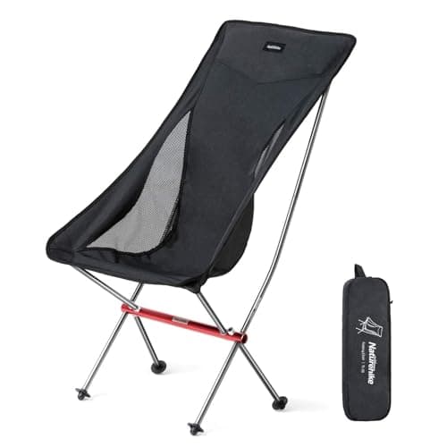 Naturehike Camping Chair Foldable with Storage Bag Outdoor Portable Chair for Adults Lightweight Supports 330lbs Backpacking Chair for Fishing Hiking Beach Lawn BlackL