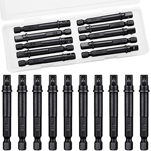 Impact Adapter Square Socket for Drills Extension Driver Bits Hex Impact Socket Adapter for Automotive DIY(1/4 Inch Square Tip,Black)