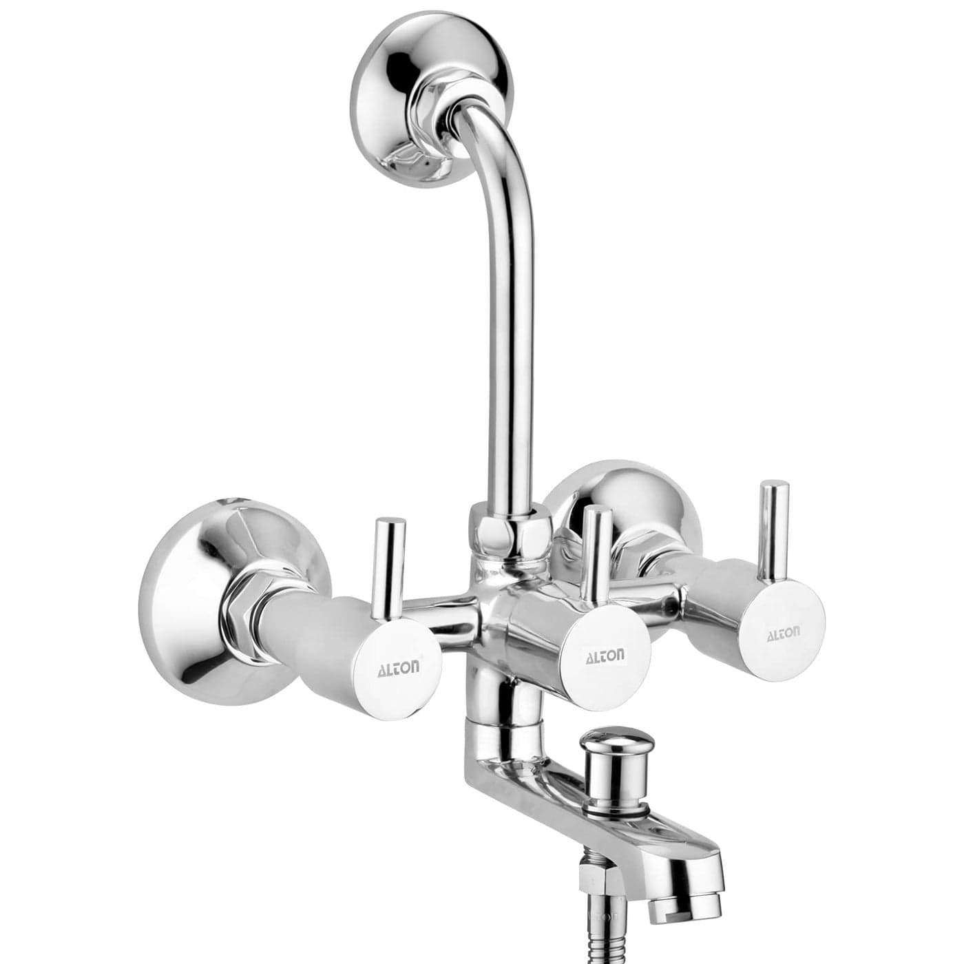 ALTON GRCL3915 Brass 3IN1 Wall Mixer With Provision For Over Head Shower and Hand Shower with190mm Long Bend Pipe Chrome