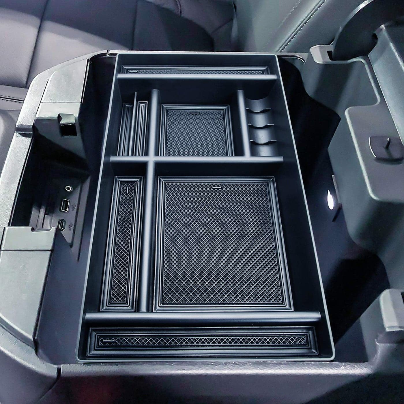 JKCOVER Center Console Organizer Tray Compatible with 20192023 2024 Chevy Silverado 1500GMC Sierra 1500 and 20202024 SilveradoSierra 25003500 HD Full Console wBucket Seats ONLYBlack trim