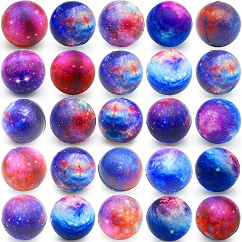 60 Pack Galaxy Stress Balls Bulk for Kids Adults 25 Inch Space Squeeze Anxiety Fidget Sensory Balls Children Outer Space Mini Relief Balls for Birthday Party Favors Finger Exercise Carnival Gift