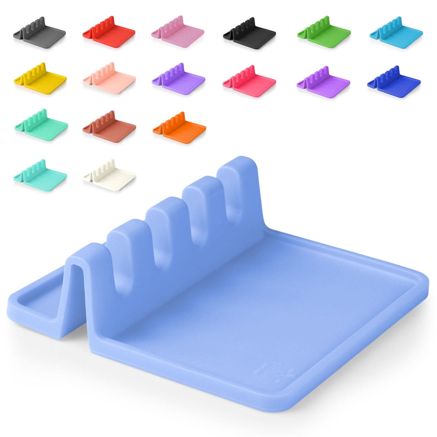 Zulay Kitchen Silicone Utensil Rest with Drip Pad for Multiple Utensils BPAFree HeatResistant Spoon Rest Spoon Holder for Stove Top Kitchen Utensil Holder for Ladles Tongs Periwinkle