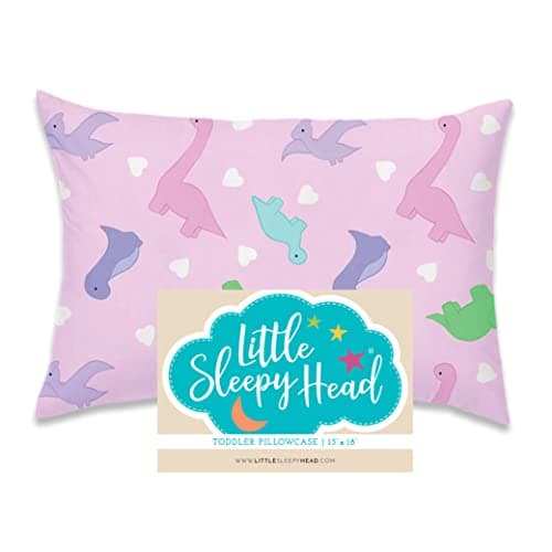 Little Sleepy Head Toddler Pillowcase 100 Cotton Hypoallergenic Pillow Case for Toddler Pillow Snug Fit Envelope Pillowcase 13x18 Pillowcase Pilllow Sold Separately Dinosaurs Pink