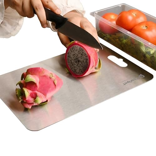 PEARLPET Stainless Steel Chopping Board for Kitchen - Heavy-Duty Cutting Board for Vegetables, Fruits, Meats, Large (36cm x 25cm)