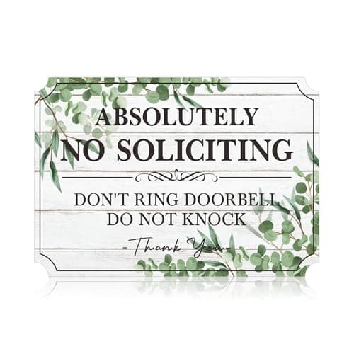 No Soliciting Sign for Front Door,Self-Adhesive Elegant Do Not Knock or Ring Doorbell No Soliciting Sticker for Home, No Solicitors Sign for Doorbell, House Door, Home, Office 5.9"x 3.9"