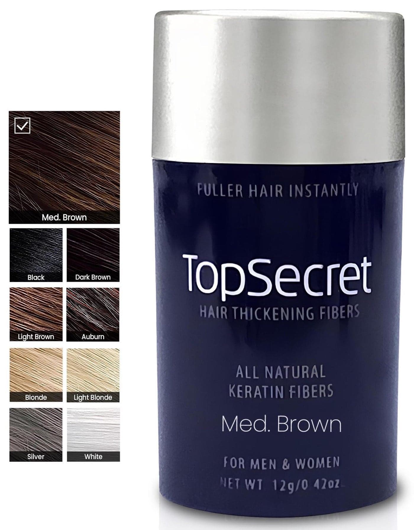 Top Secret Hair Thickening Building Fibers Refills Undetectable Natural Hair Filler for Men Women Instantly Fill In Fine Thinning Hair Weather Sweat Resistant Medium Brown Regular