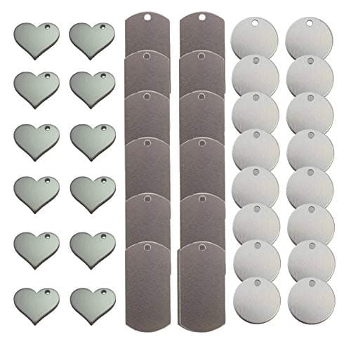 Metal Stamping Blanks for Engraving or Stamping Metal Heart Blanks Dog Tag Blanks and Circle Tags by Zoom Precision 40 Pcs