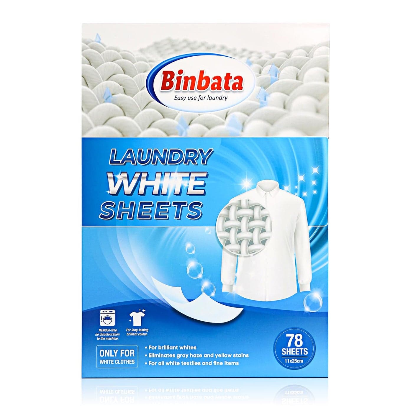 Eco Laundry Whitener Sheets 78 Count Binbata Unscented High Concentrated Laundry Bleach Effectively Remove Yellowing Greying Safe for Sensitive Skin Available in all Washing Machines