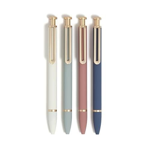 U Brands Monterey Ballpoint Pens 4 Count Atlantis Hue Soft Touch Gold Details Bold 10 mm Point Black Ink