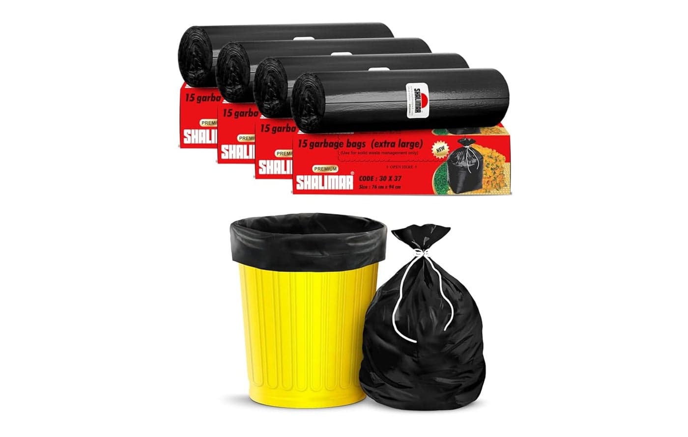 Shalimar Plastic Premium Garbage Bags Lavender Fragrance Size 30 X 37 Inches Extra Large 60 Bags 4 Rolls Dustbin BagTrash Bag Black Color 60 Count